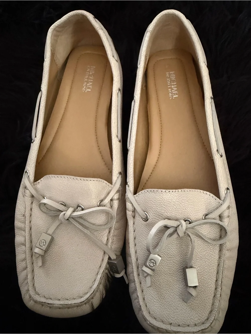 Michael Kors Ivory Leather Moccasins with Tassels